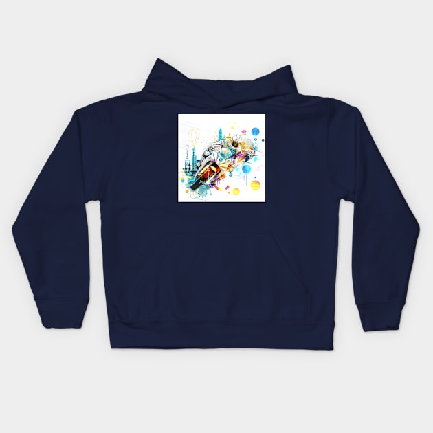 Abstract motorcycle Kids Hoodie by javierparra